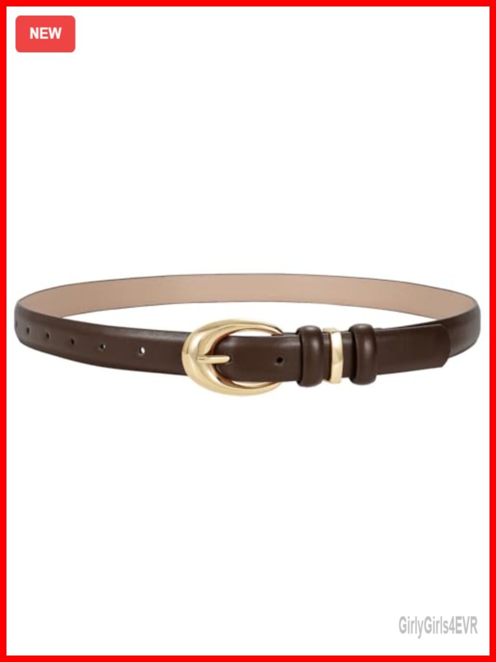 Women's Faux Leather Skinny Belt with Gold Buckle – Dress Jeans Pants
